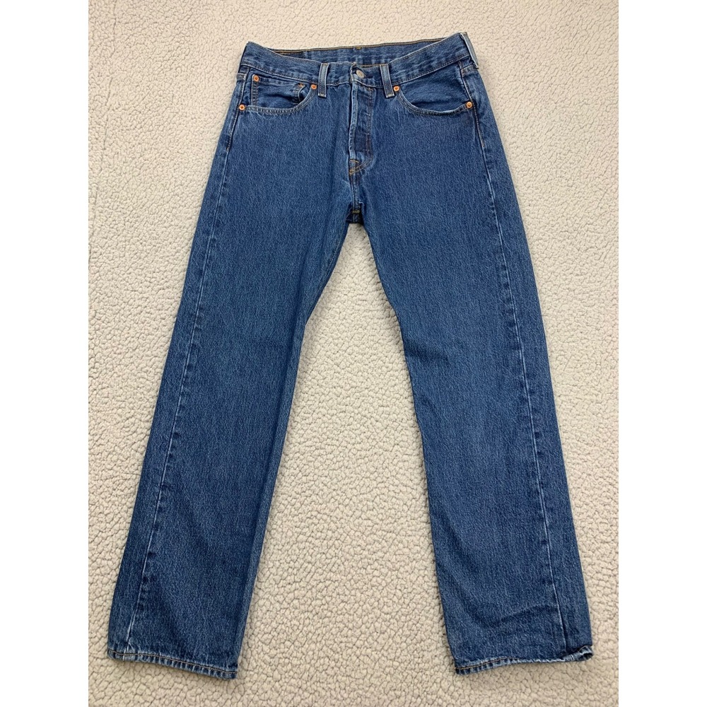Levi's 501 Original Fit Jeans Mens W32 L30 Blue Medium Wash Straight Leg Denim